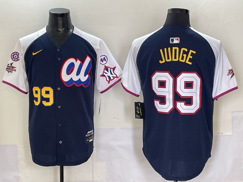 Men 2025 New York Yankees 99 Judge Drak Blue white All star Nike MLB Jersey style 58